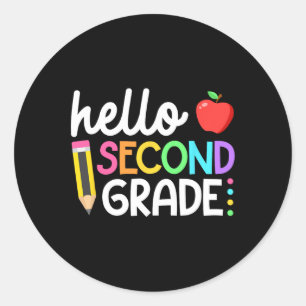 Hello Second Grade Team 2nd Grade Back to School T Classic Round Sticker