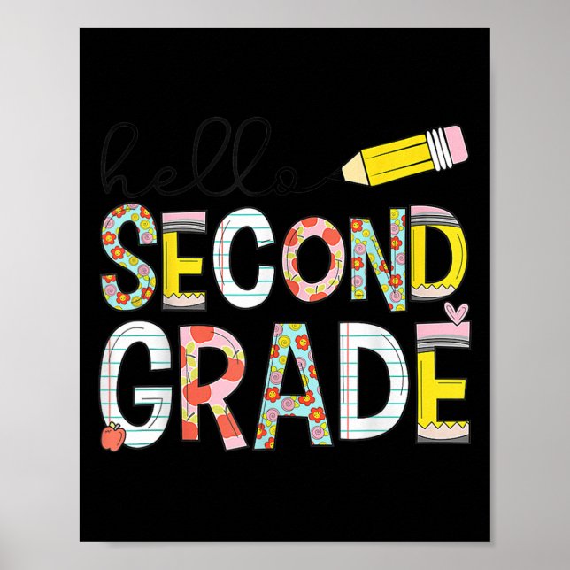 Hello Second Grade Team 2nd Grade Back To School T Poster (Front)