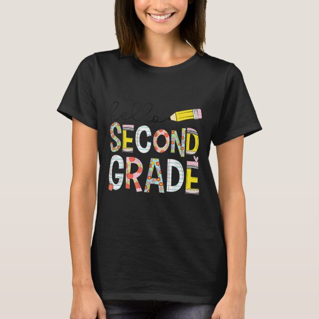 Hello Second Grade Team 2nd Grade Back To School T T-Shirt (Front)
