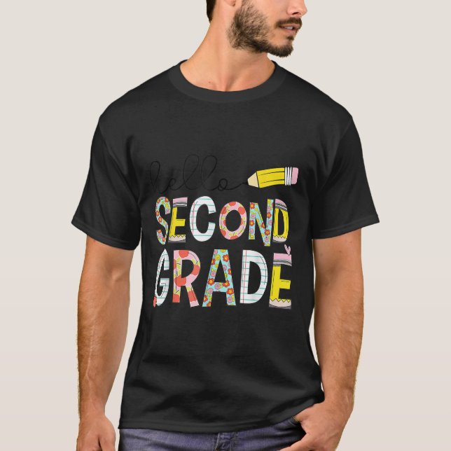 Hello Second Grade Team 2nd Grade Back To School T T-Shirt (Front)