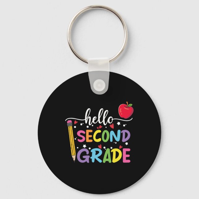 Hello Second Grade Team 2nd Grade Byck To School T Key Ring (Front)