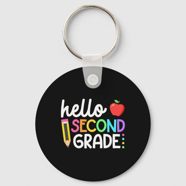 Hello Second Grade Team 2nd Grade Byck To School T Key Ring (Front)
