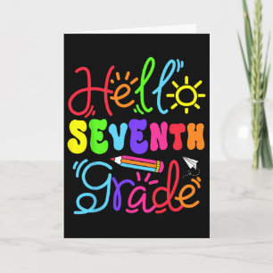 Hello Seventh Grade Teacher Girl Ck To School Retr Card