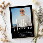 Hello SEVENTY! Minimal 70th Birthday Party Invitation<br><div class="desc">Make your loved one's 70th birthday an unforgettable celebration with our Hello SEVENTY minimal design party invitation. With just a few clicks,  you can add their photo,  customise the template to your event details,  and create a one-of-a-kind party invite that's guaranteed to impress</div>