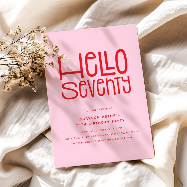 HELLO SEVENTY Modern 70th Birthday Invitation (Creator Uploaded)
