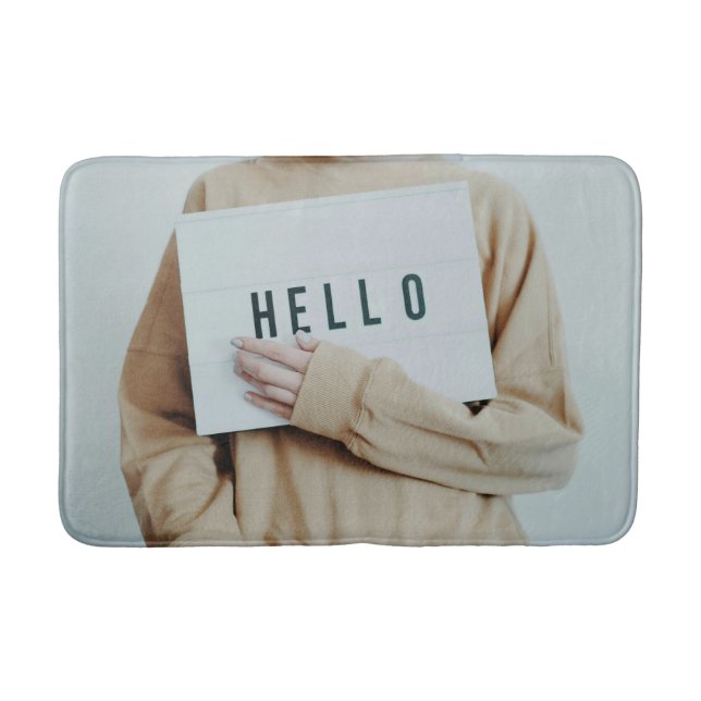  "Hello" Sign Bath Mat – Warm & Welcoming Design (Front)