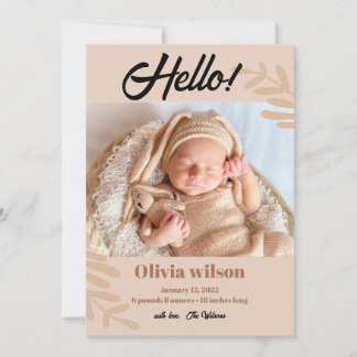 HELLO Simple Birth Announcement