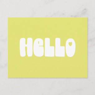 Hello Simple Retro Typography Greeting in Yellow Postcard