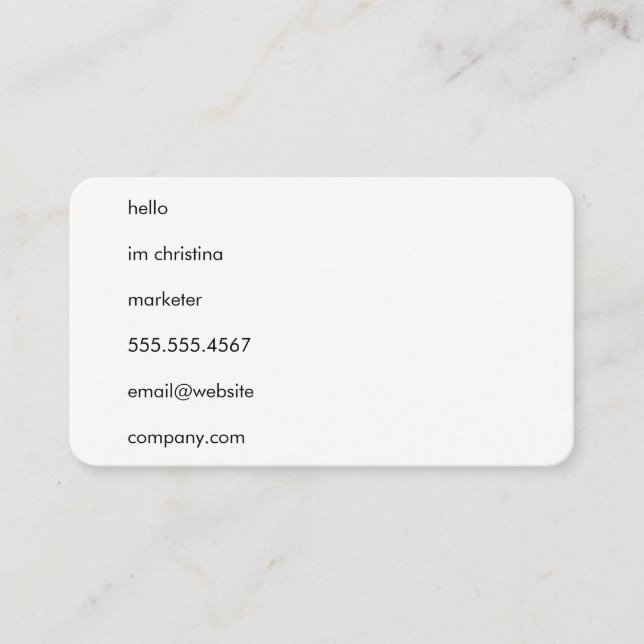Hello Simple Text Business Card (Front)