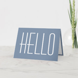 Hello Simple Typography Minimalist Blue & White Card