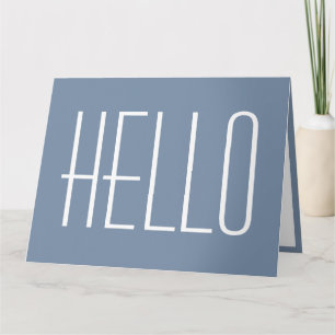 Hello Simple Typography Minimalist Blue & White Card