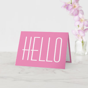 Hello Simple Typography Minimalist Girly Pink Card
