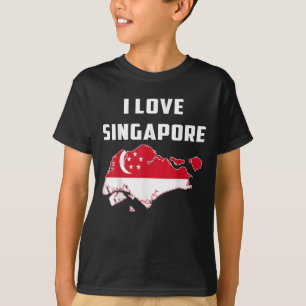Hello Singare I Love Singare Map Flag Proud Singar T-Shirt