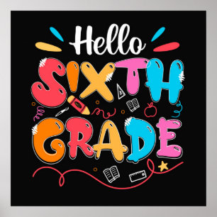 Hello Sixth Grade Doodle  Poster