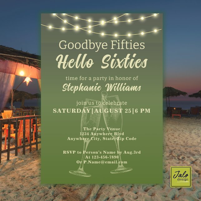 Hello Sixties Summer Backyard 60th Birthday Party  Invitation (Creator Uploaded)