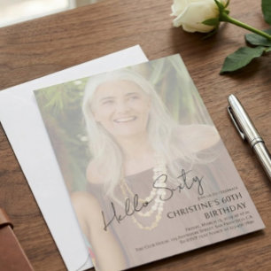 Hello Sixty Customizable Milestone Birthday Photo Invitation