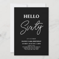 Hello Sixty | Modern Black 60th Birthday Party