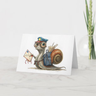 Hello Snail Postman Delivering Mail Card