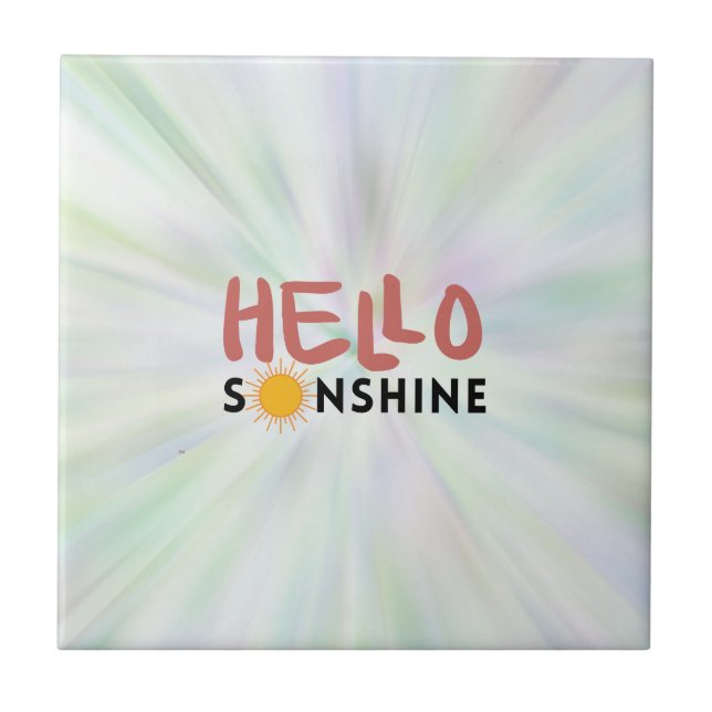 Hello Sonshine, Sun Rays, Summer vibes Ceramic Tile (Front)