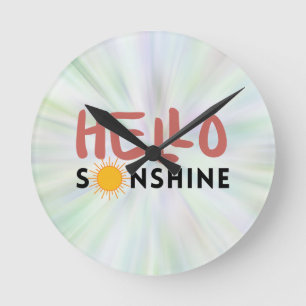 Hello Sonshine, Sun Rays, Summer vibes Round Clock