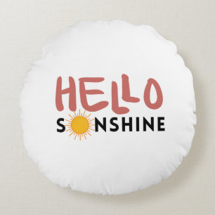 Hello Sonshine, Sun Rays, Summer vibes Round Cushion