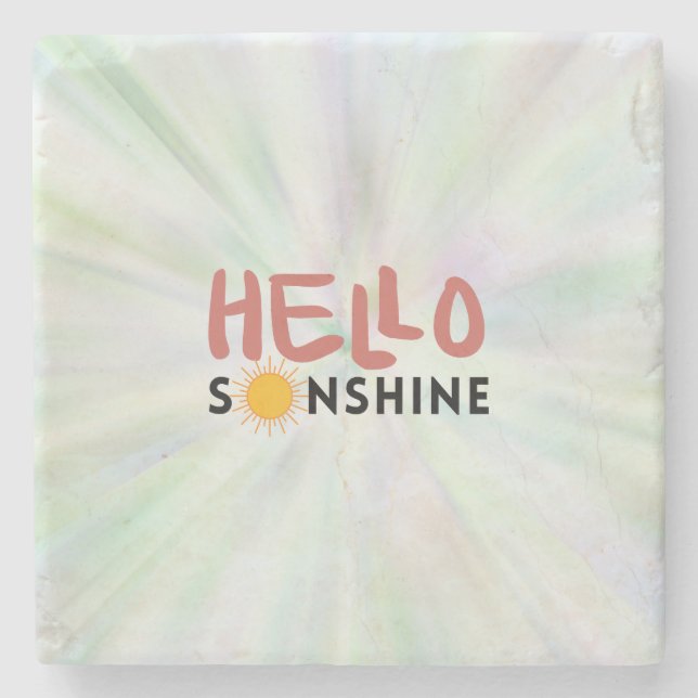 Hello Sonshine, Sun Rays, Summer vibes Stone Coaster (Front)
