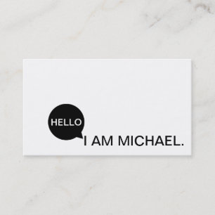 Hello Speech Bubble   Casual Modern Black & White Business Card
