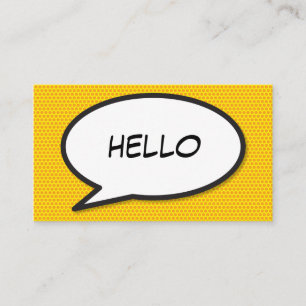 HELLO Speech Bubble Fun Modern Comic Book Business Card