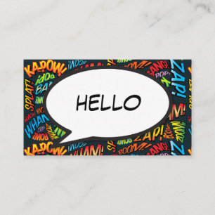 HELLO Speech Bubble Fun Retro Comic Book Business Card