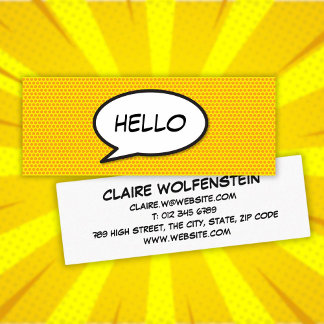 HELLO Speech Bubble Fun Retro Comic Book Mini Business Card