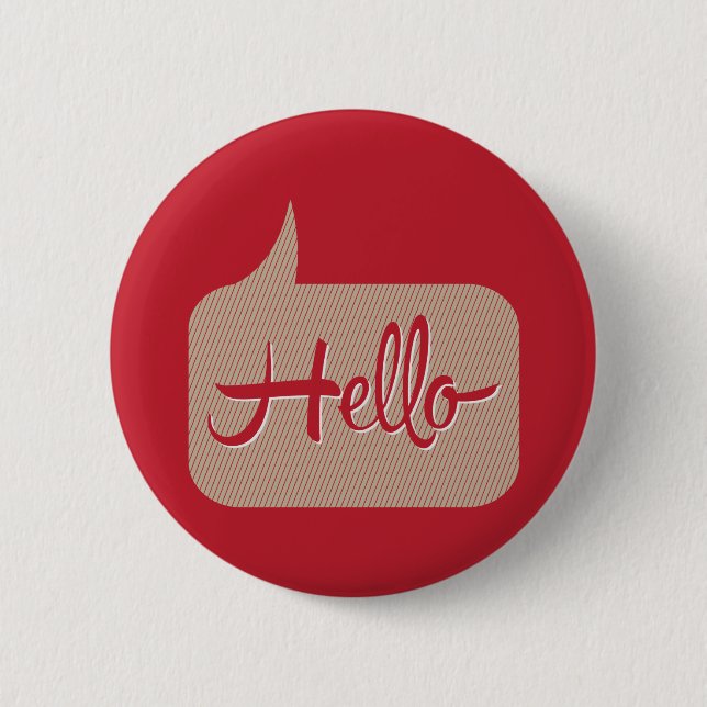 Hello Speech Bubble Red 6 Cm Round Badge (Front)