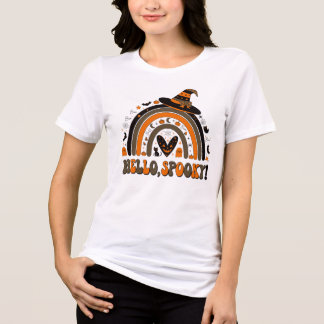 Hello Spooky Rainbow Cute Halloween Ghost Tri-Blend Shirt