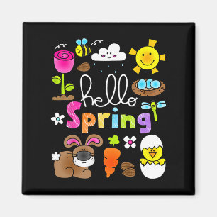 Hello Spring And Easter Bunny Rabbit Kids Girls He Magnet