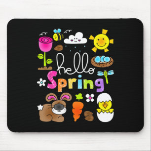Hello Spring And Easter Bunny Rabbit Kids Girls He Mouse Pad