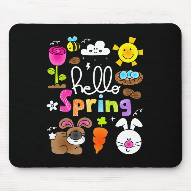 Hello Spring And Easter Day 2025 Bunny Rabbit Spri Mouse Pad (Front)