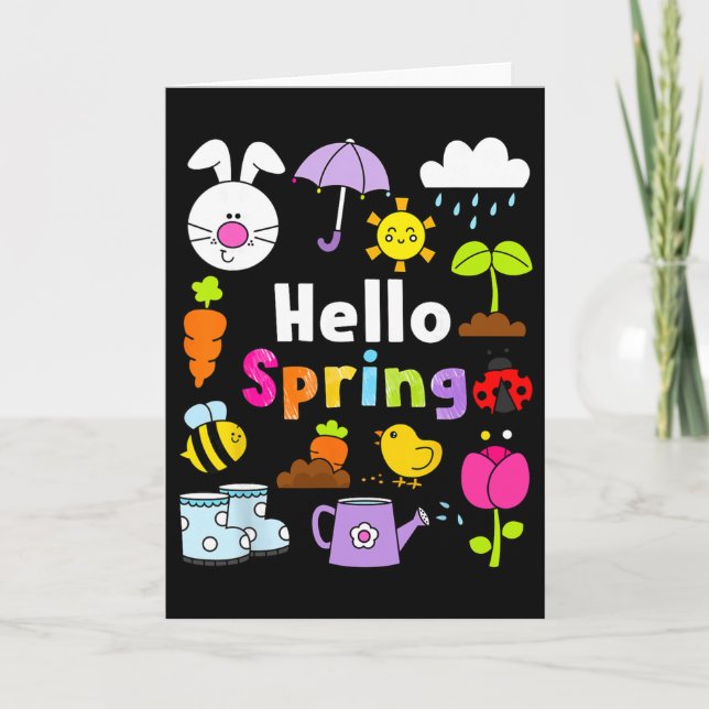 Hello Spring And Easter Day 2026 Bunny Hello Sprin Card (Front)