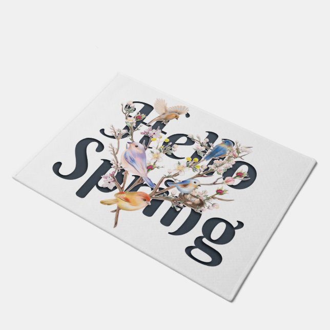 Hello Spring Birds Doormat (Angled)