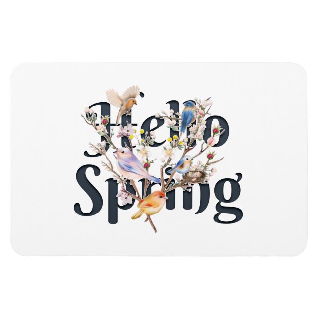 Hello Spring Birds Magnet (Horizontal)
