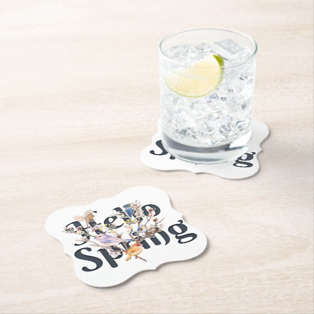 Hello Spring Birds Paper Coaster (Insitu)