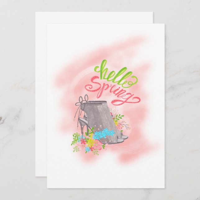 Hello Spring Birthday Tea Party Invitation (Front/Back)