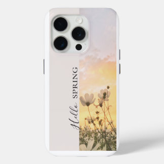 Hello Spring, Boho Wildflower Sunset iPhone 15 Pro Case
