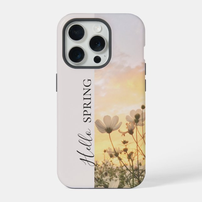 Hello Spring, Boho Wildflower Sunset iPhone Case (Back)