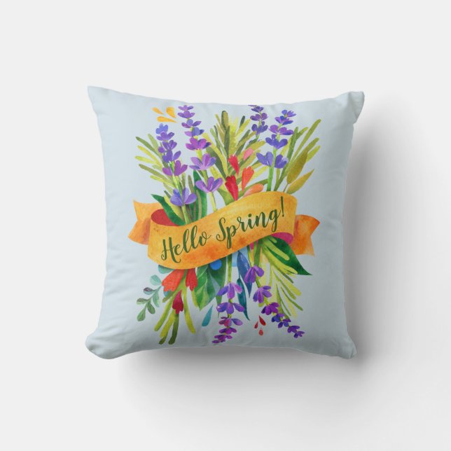 Hello Spring Bouquet Pillow (Front)