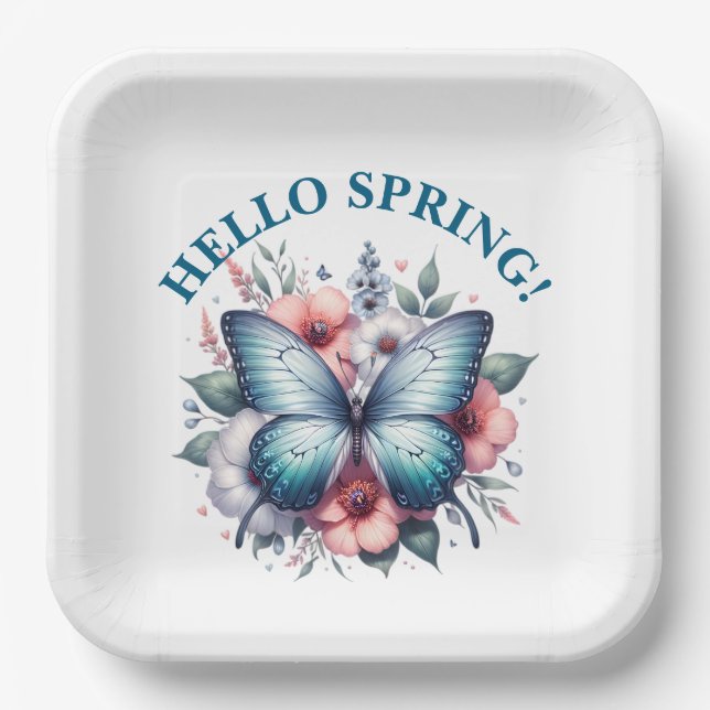 Hello Spring Butterfly-96282 Paper Plate (Front)