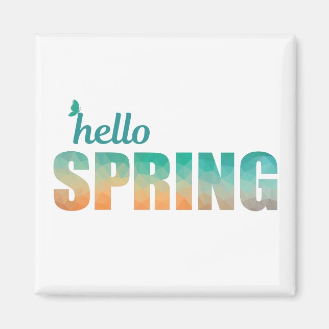 Hello Spring butterfly fridge magnet (Front)
