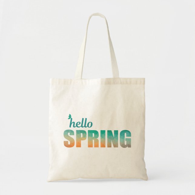 Hello Spring colour geometric tote bag (Front)