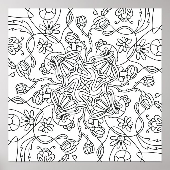 Hello Spring: Colour Your Own Flower Poster (Front)