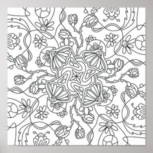 Hello Spring: Colour Your Own Flower Poster
