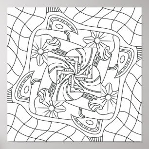 Hello Spring: Colouring Page For Adults Poster