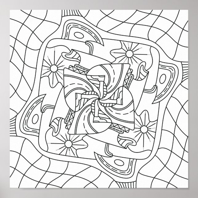 Hello Spring: Colouring Page For Adults Poster (Front)